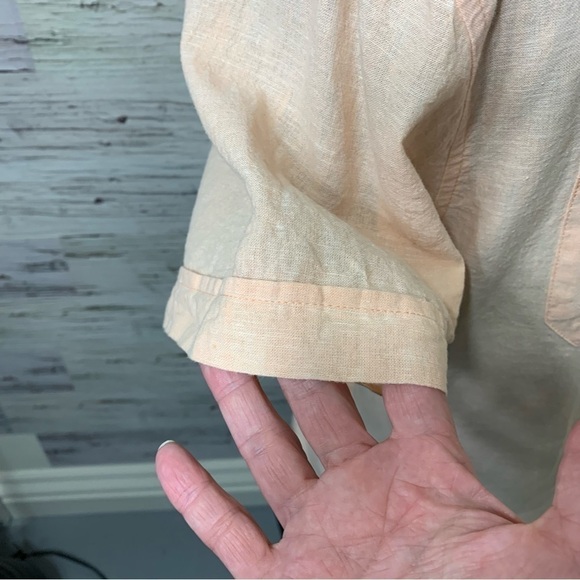 Bruno Men's Shirt Sz XL Peach Casual Button Up Linen Cotton Blend Short Sleeve - Picture 6 of 12